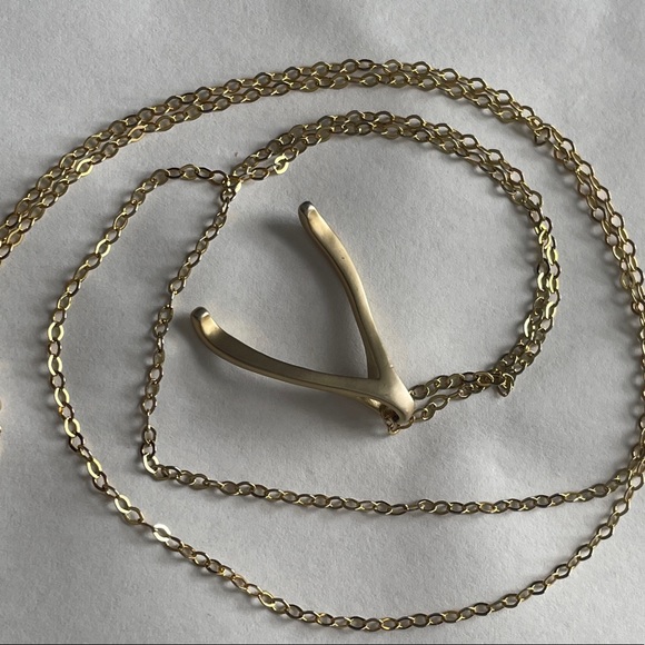 Wish bone necklace gold (hallmarks GF 14/20) - Picture 4 of 10